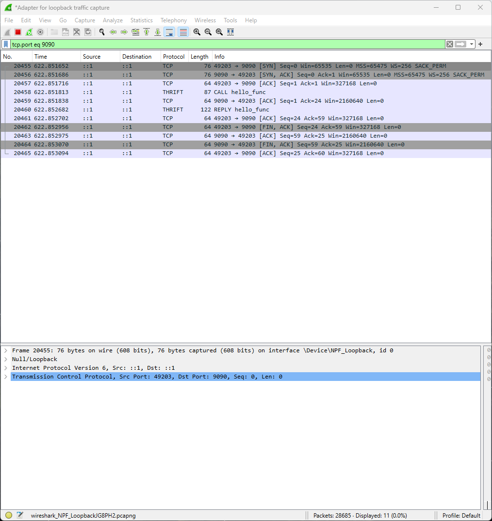Обмен сообщениями с Thrift сервреом Wireshark www.devhops.ru