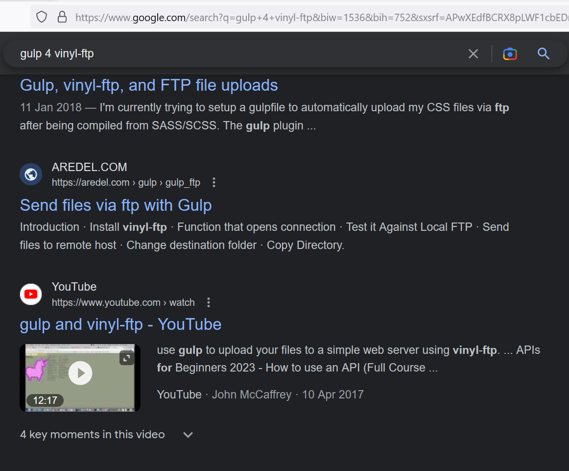 Google search results for gulp 4 vinyl-ftp image from www.aredel.com