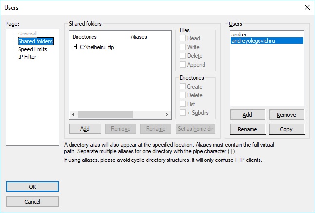 Filezilla Server configuration for Gulp ftp testing image from www.aredel.com