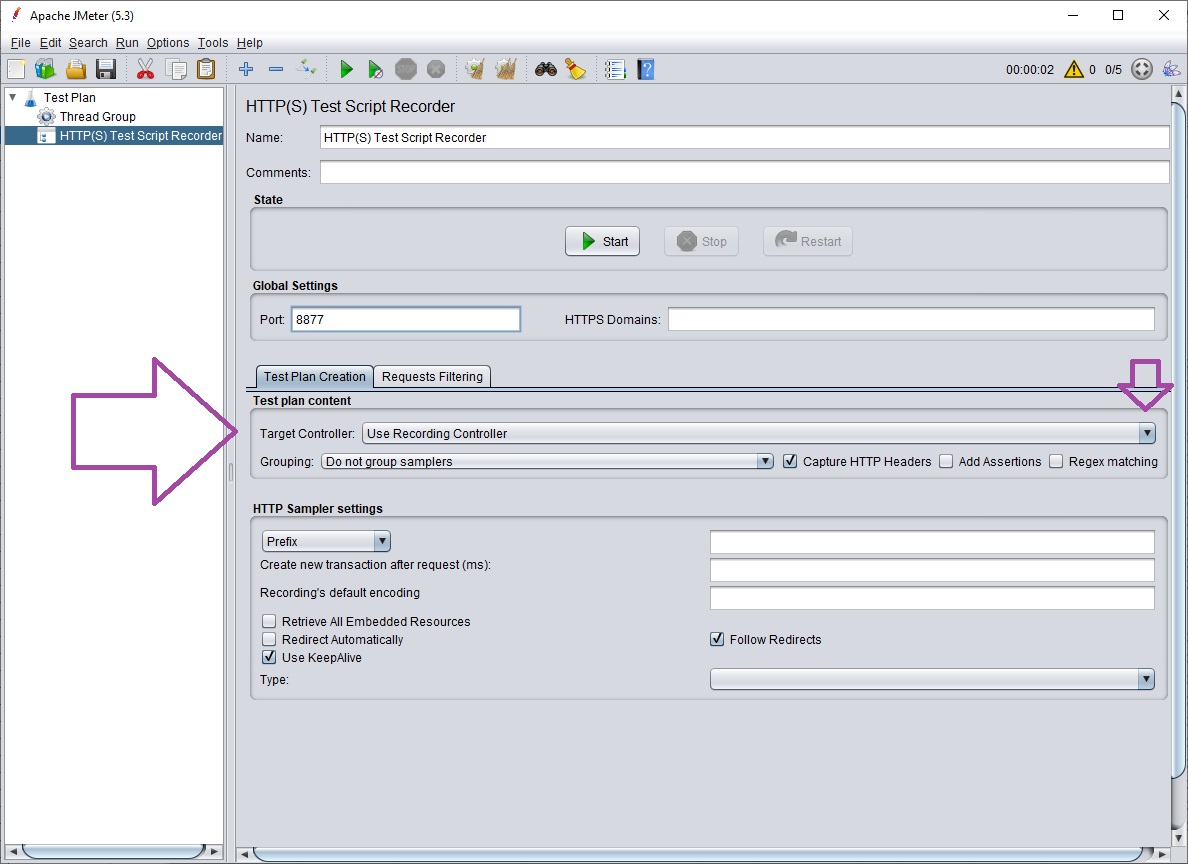 Recording a test in JMeter, Firefox setup, image from www.andreyolegovich.ru