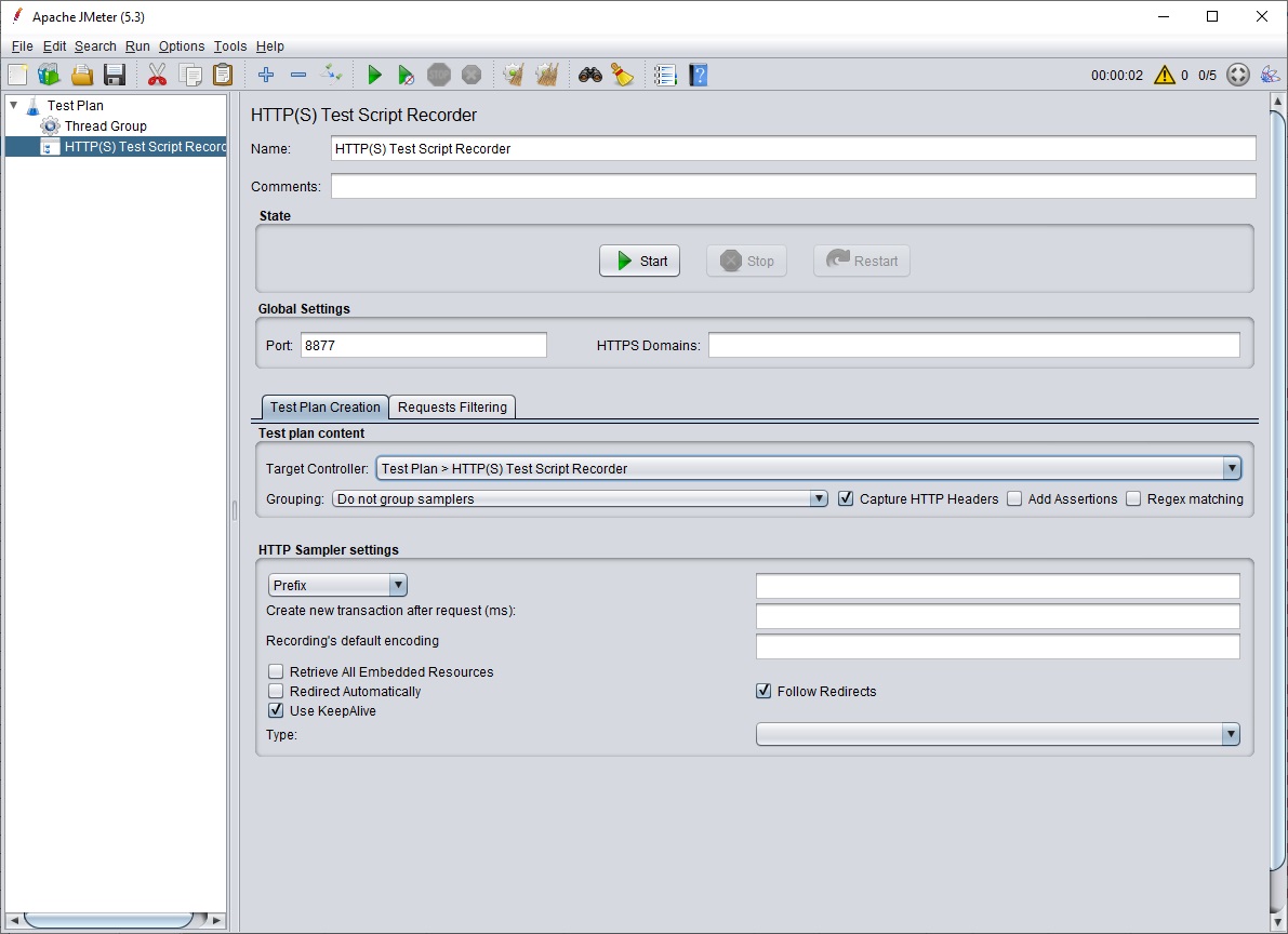 Recording a test in JMeter, Firefox setup, image from www.andreyolegovich.ru