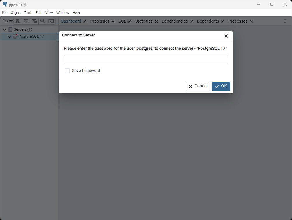 Первый запуск pgAdmin для Postgres 17 www.devhops.site изображение с сайта www.testsetup.ru