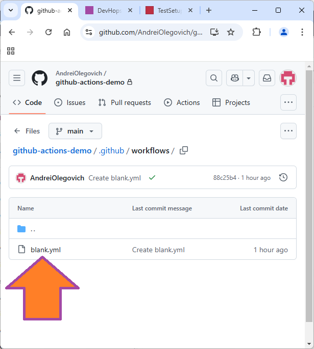 Редактирование .yml файла для Simple workflow github actions изображение с сайта www.devhops.site изображение с сайта www.testsetup.ru