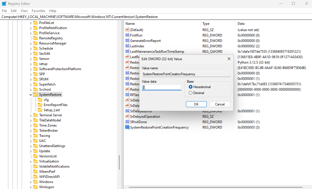 Задание SystemRestorePointCreationFrequency Windows изображение с сайта www.devhops.site изображение с сайта www.testsetup.ru