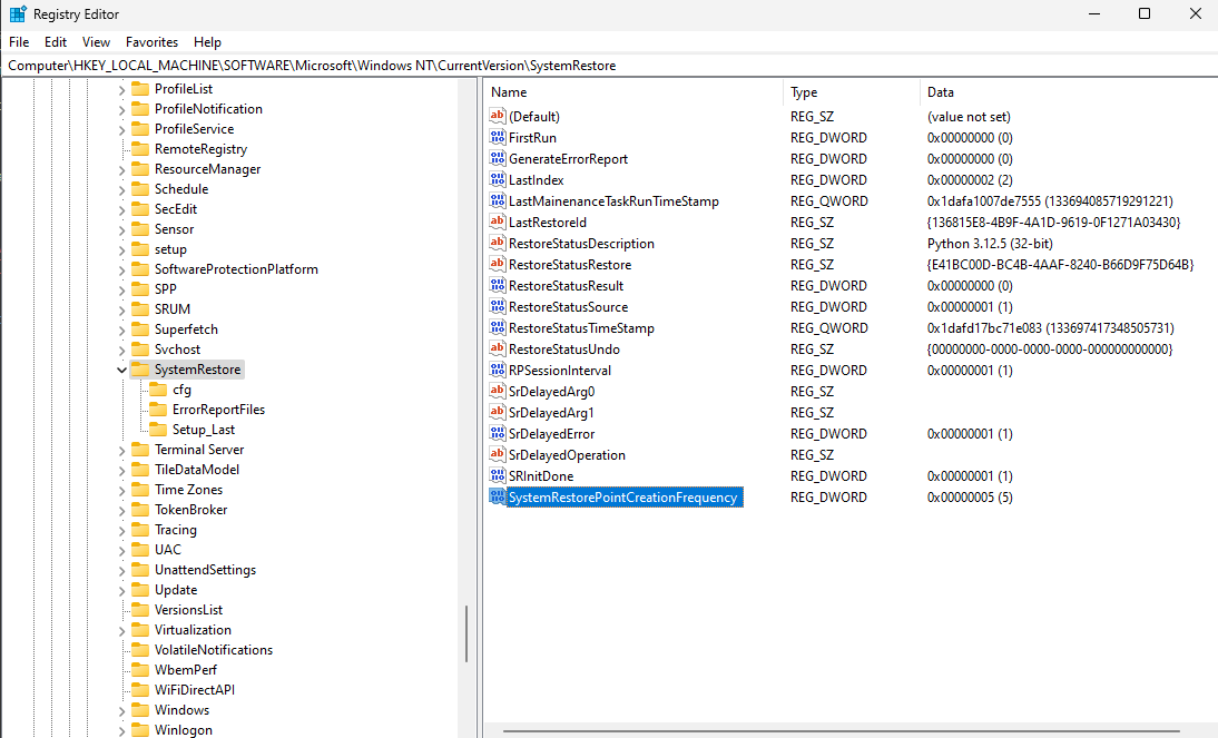Задание SystemRestorePointCreationFrequency Windows изображение с сайта www.devhops.site изображение с сайта www.testsetup.ru