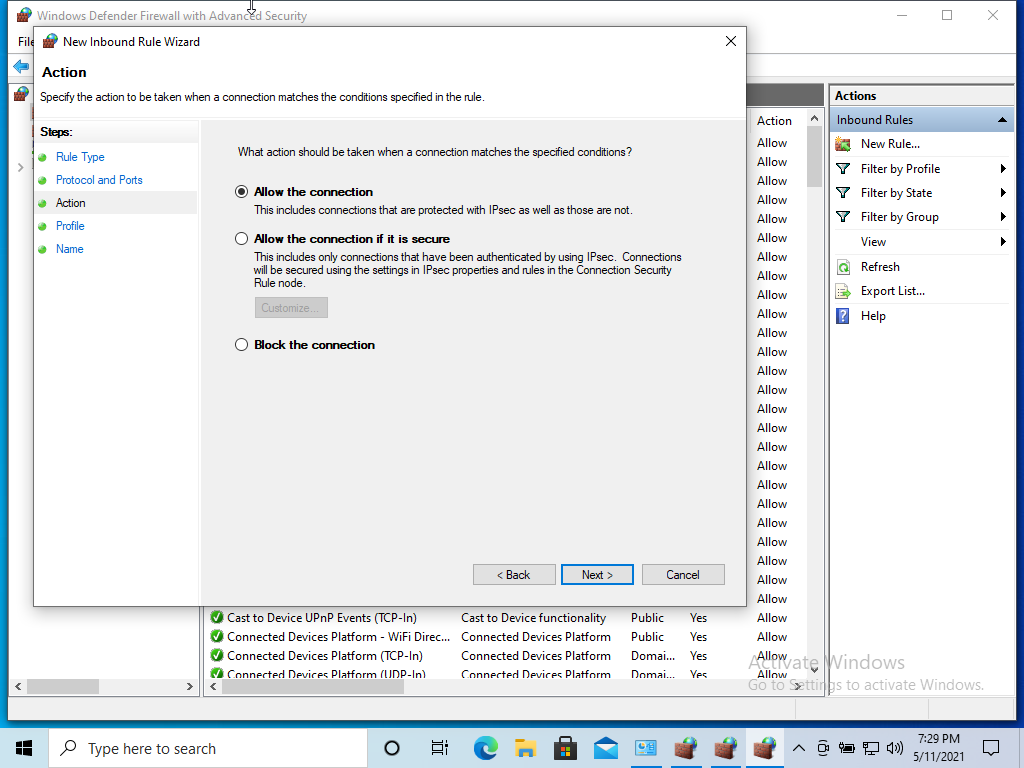 Отрыть порт в windows firewall изображение с сайта www.aredel.com