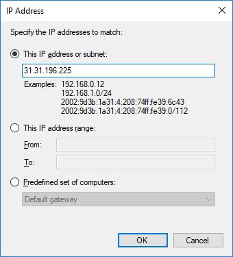 WF Custom Rule заблокировать IP www.aredel.com