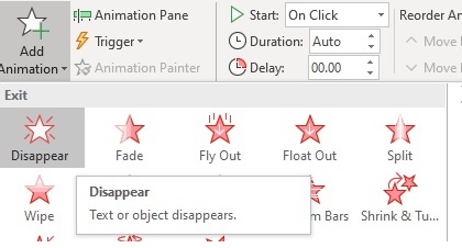 Add a disappear animation
